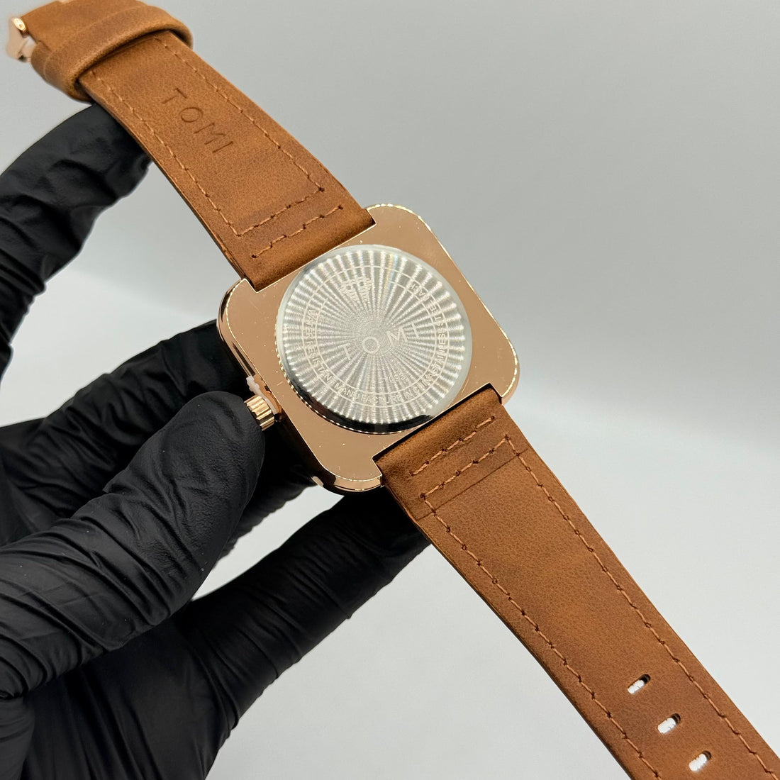TOMI bronze colour strap with square dial watch