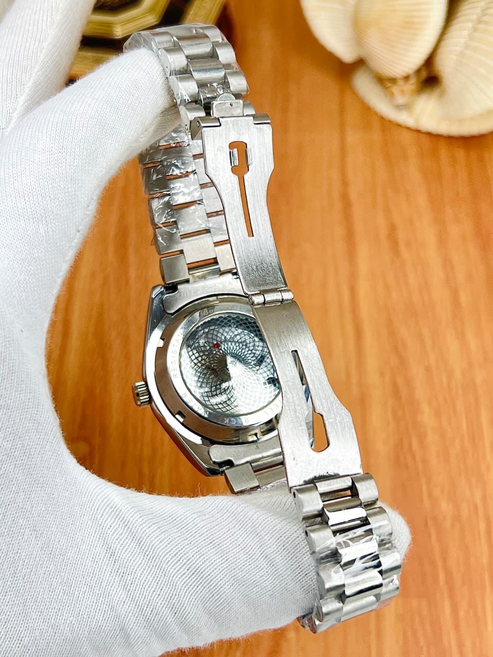 rolex silver with blue dial SEMI AUTO