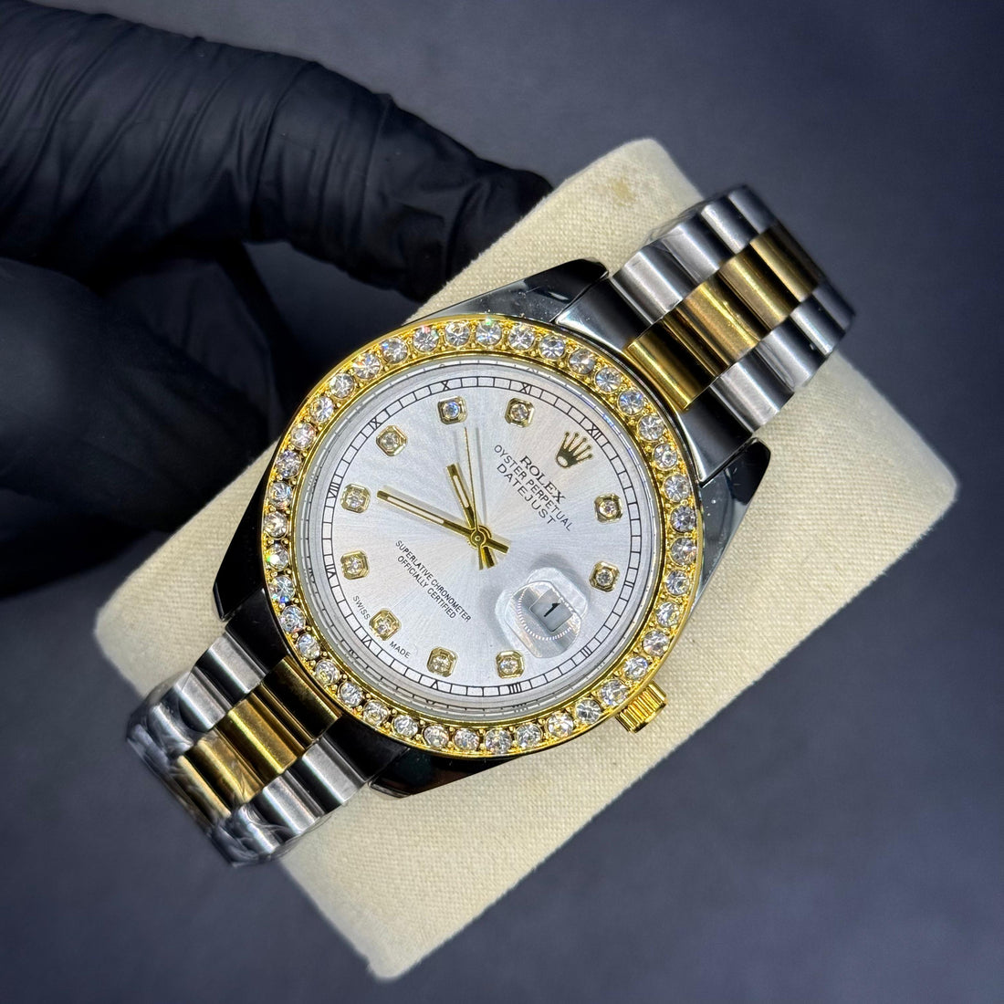 Rolex oyster perpetual truetone with white dial with date